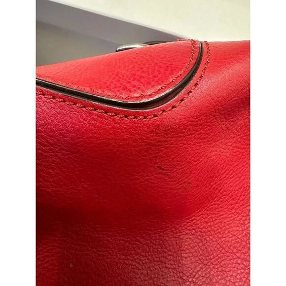 Michael Kors Brookville Red Leather Drawstring Double Handle Satchel Tote Bag - Picture 7 of 7